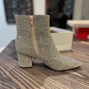 Elegant Crystal-Embellished Ankle Boots
